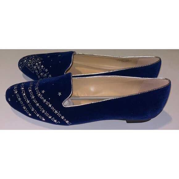 NWOB C. Wonder Cassandra Blue Velvet Star Flats Size 8W With Silver Details - Picture 5 of 10